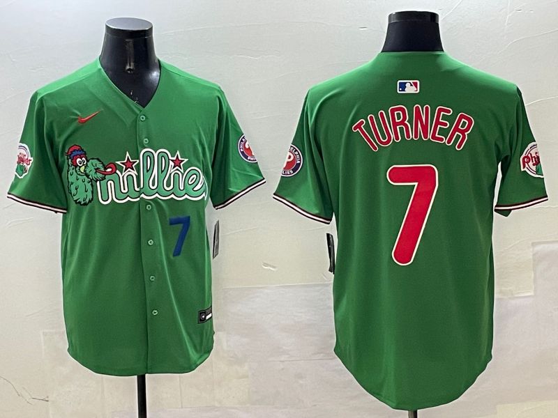Men Philadelphia Phillies #7 Turner Green Three generations Joint Name Game 2025 Nike MLB Jersey style 3